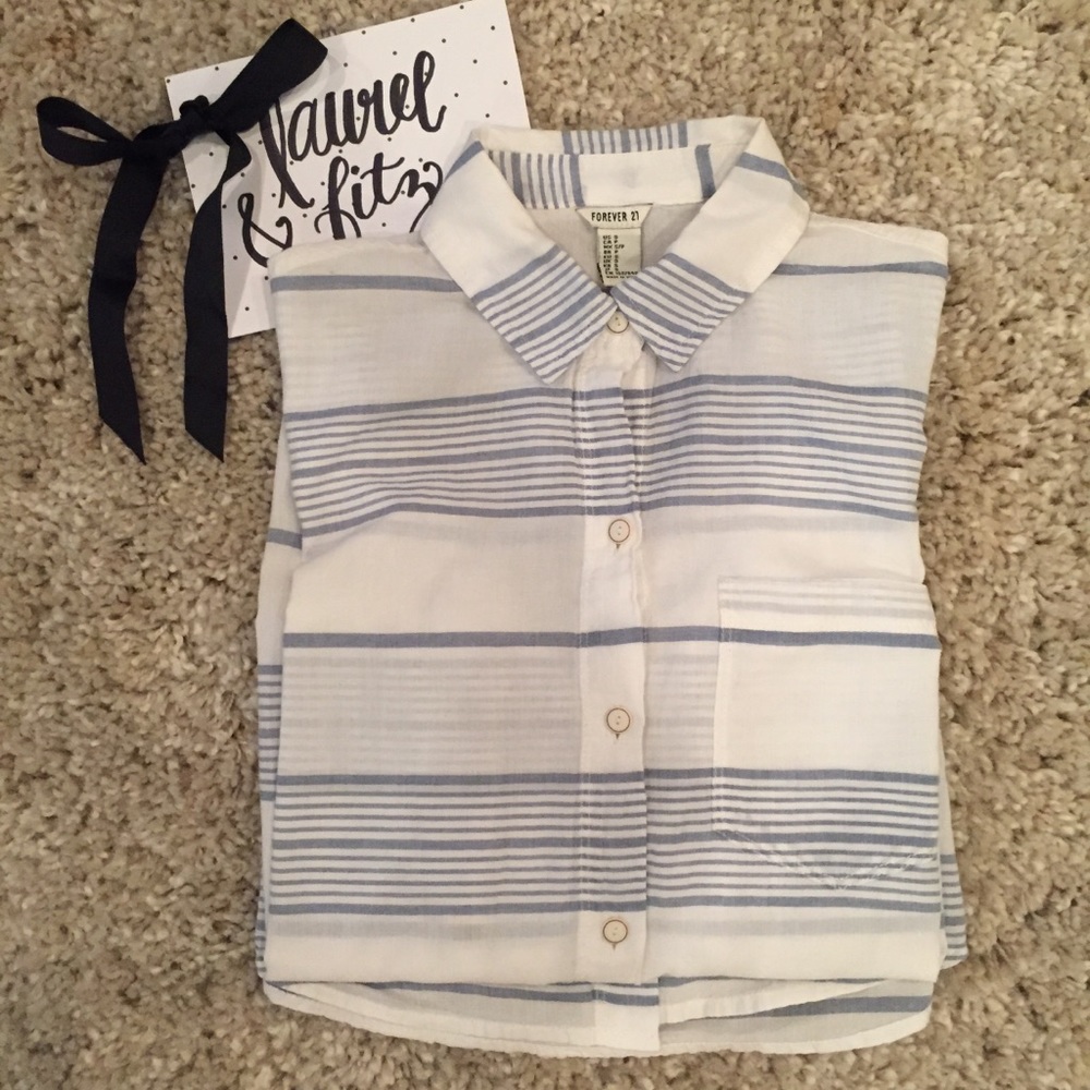 Lightweight Blue Stripe Cotton Oxford